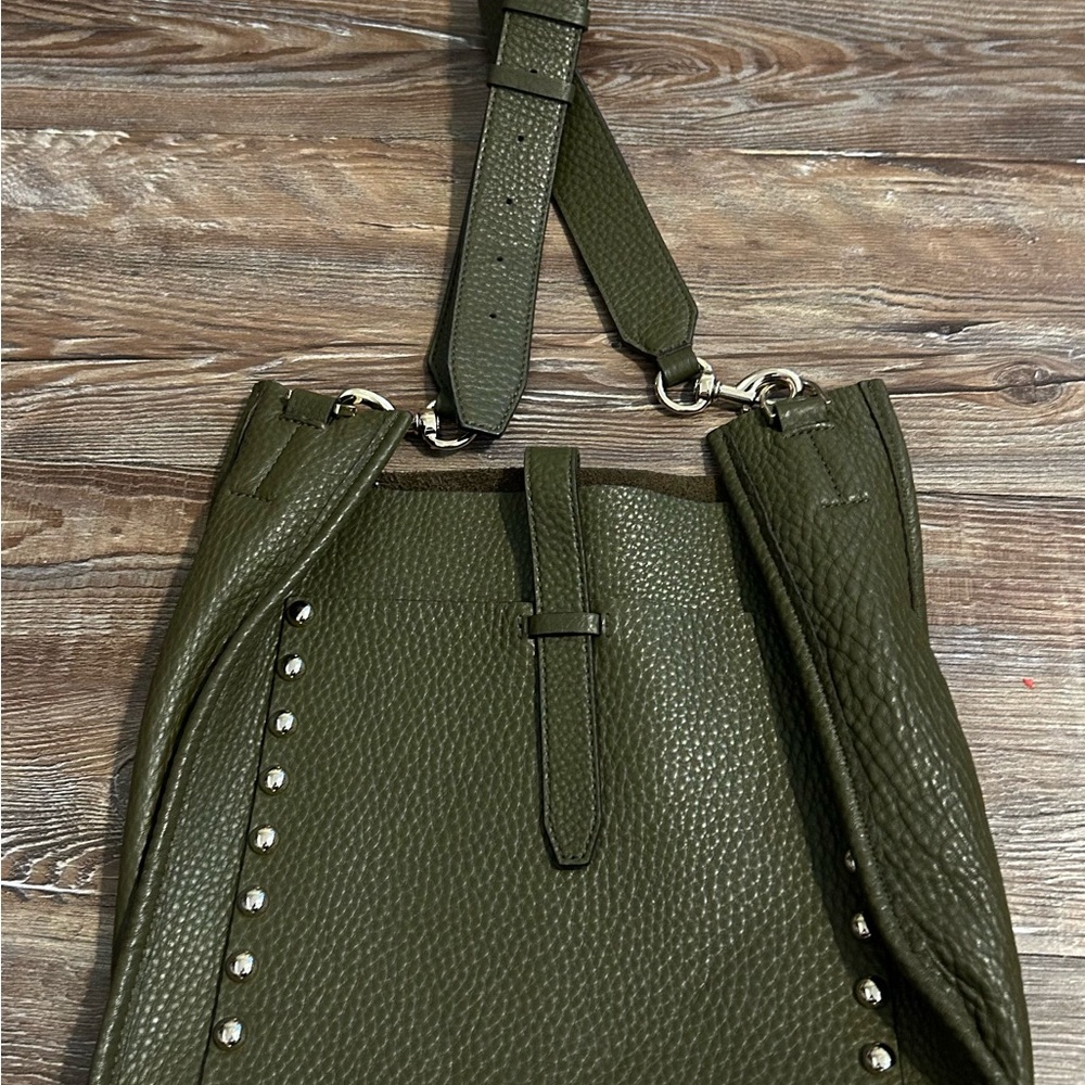 Rebecca Minkoff leather olive green crossbody adjustable bag w/ gold hardware